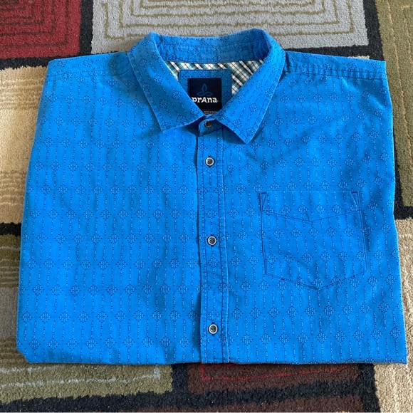 Prana Other - Prana Diamond Embroidered Casual Button Up Shirt Short Sleeve Men's Sz 2XL